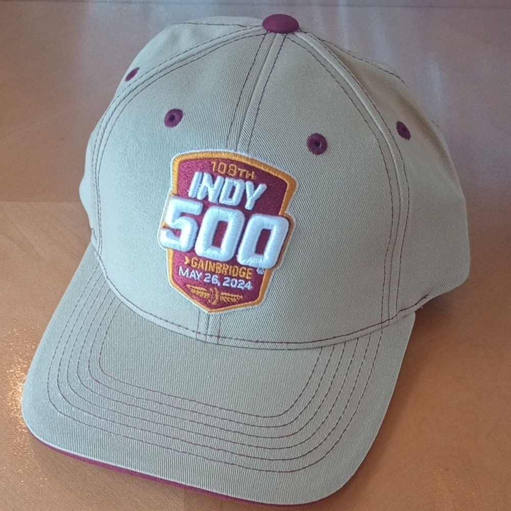 New Indy 500 108th Gainbridge 100% Cotton Trucker Cap Contrast Maroon & Stone